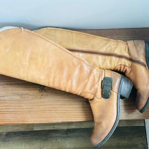 Leather knee high boots